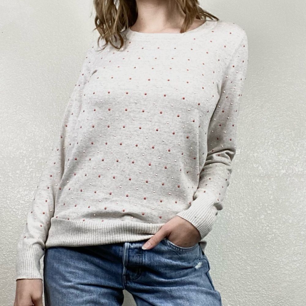Maison Jules Light Grey Polka Dot Sweater